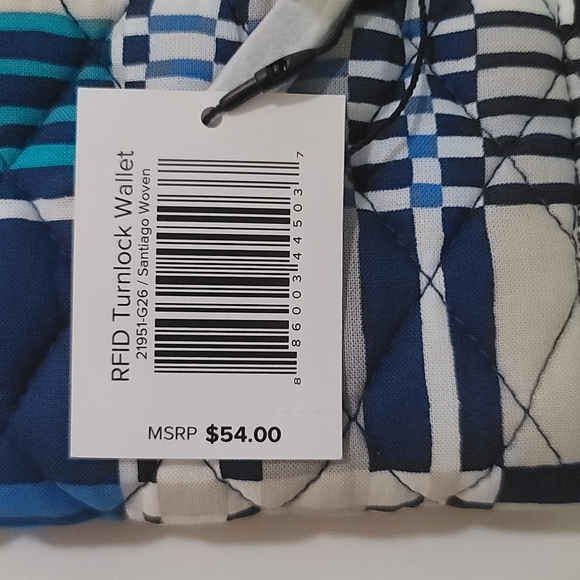 SOLD- NWT Vera Bradley RFID Turnlock Wallet - Zip Around - Santiago Woven - Picture 7 of 13